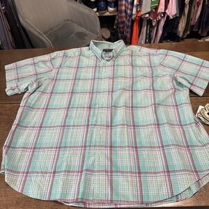 Ralph Lauren 100% Cotton Classic Fit Mens S/S Button Shirt Green Pink Plaid 3XB